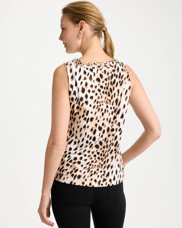 Animal Print Jersey Satin Tank Top - image 3